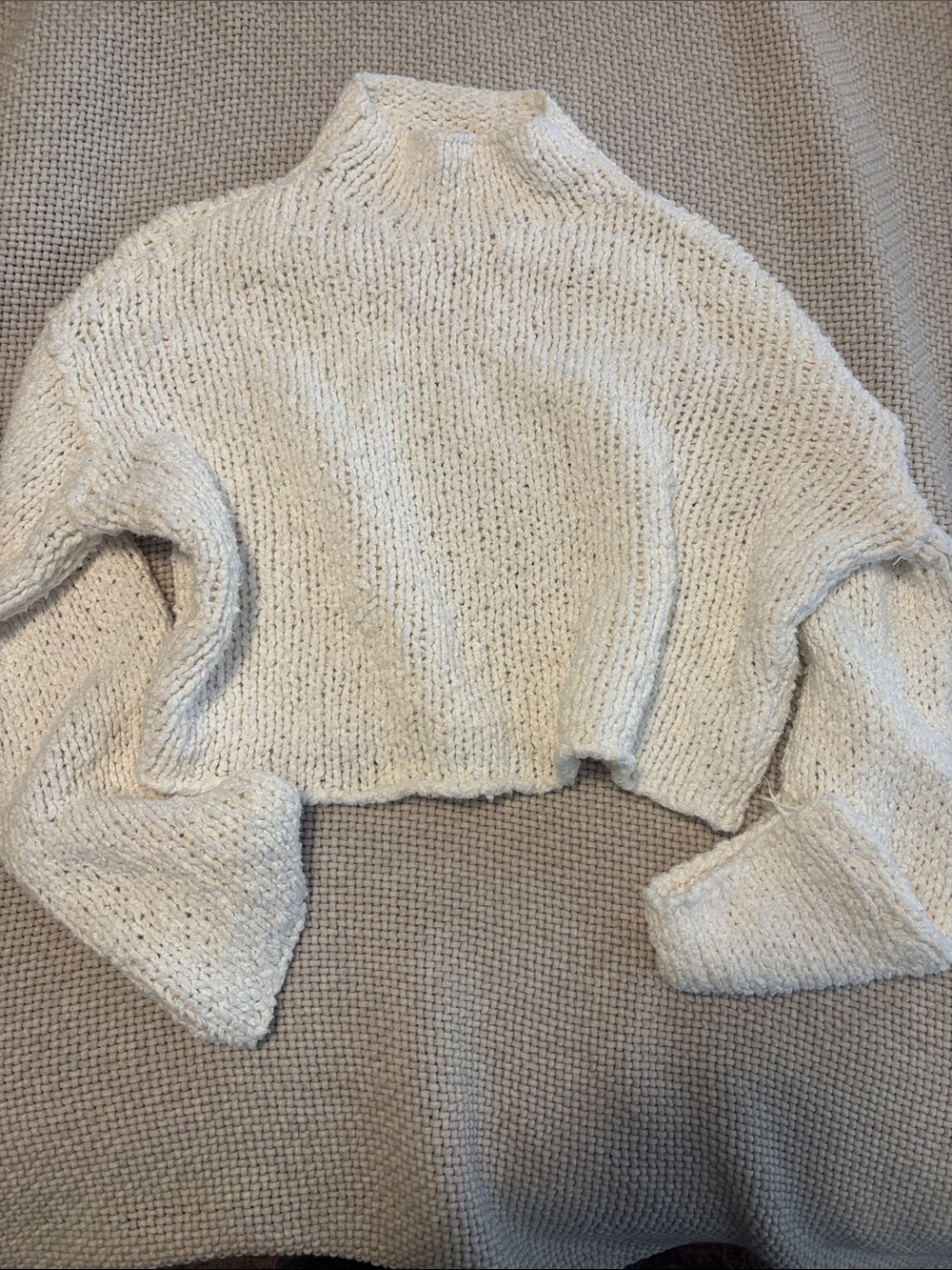 Anthropologie Cream Cropped Turtleneck Sweater